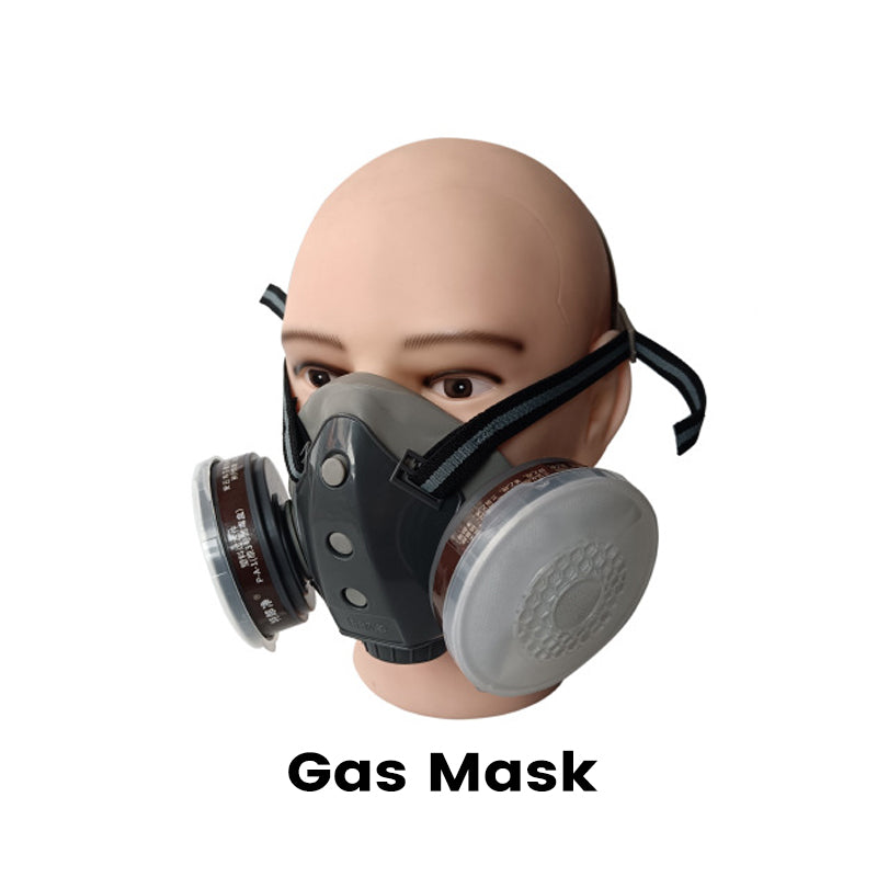 🔥Protection efficace – Masque à gaz double filtre au charbon actif