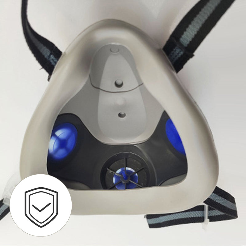 🔥Protection efficace – Masque à gaz double filtre au charbon actif