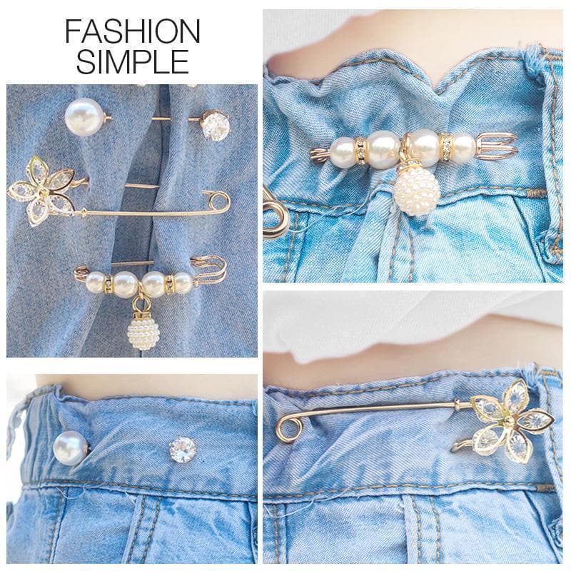 Broche de sécurité avec strass fantaisie et perles