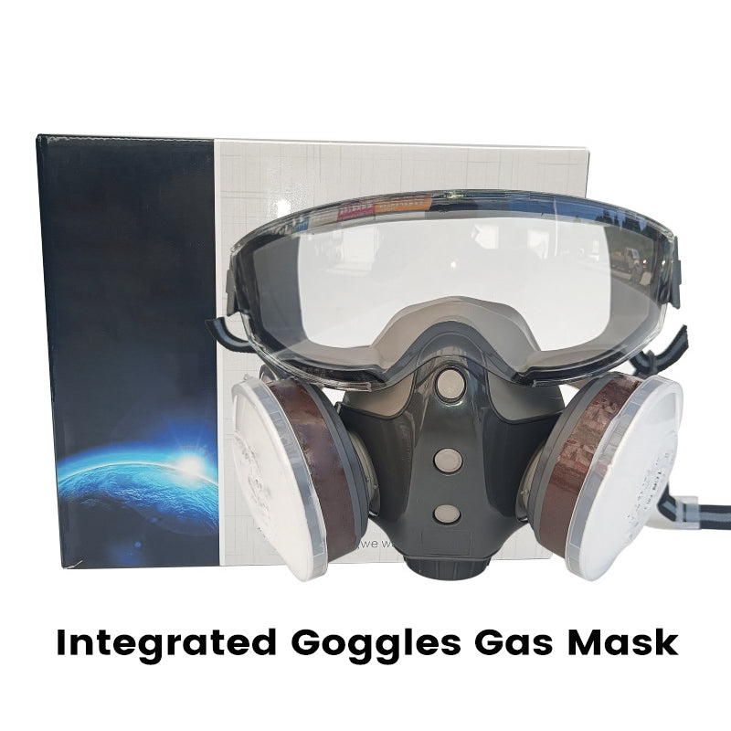 🔥Protection efficace – Masque à gaz double filtre au charbon actif
