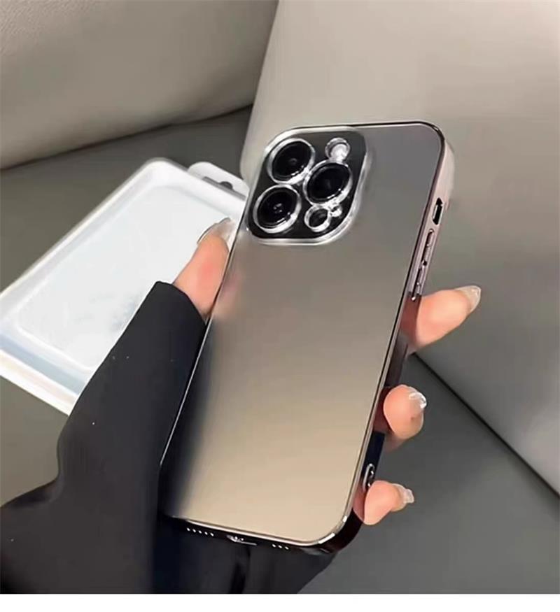 Coque protectrice en verre trempé acrylique mat électrodéposé pour iPhone