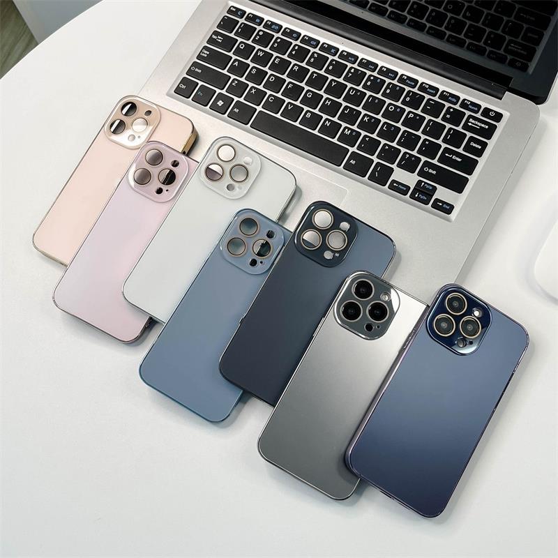 Coque protectrice en verre trempé acrylique mat électrodéposé pour iPhone