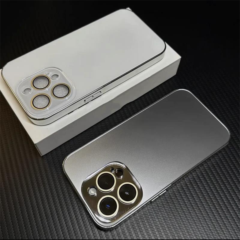 Coque protectrice en verre trempé acrylique mat électrodéposé pour iPhone