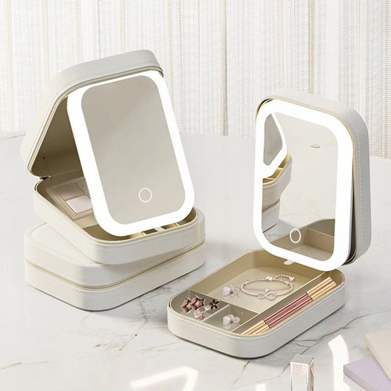 Boîte de rangement pour maquillage intégrée avec miroir lumineux