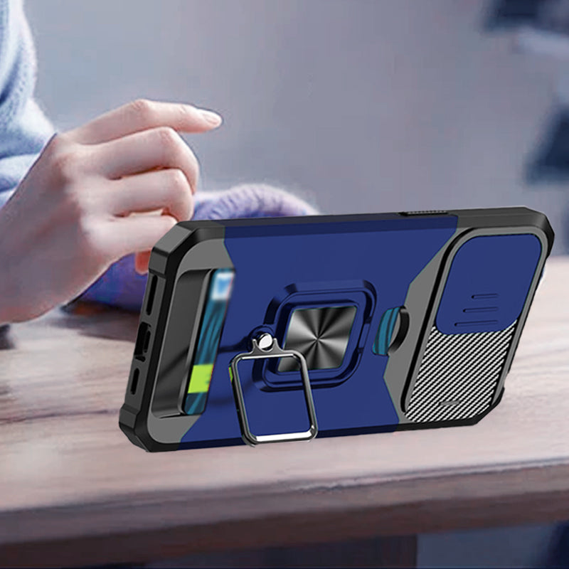 Étui antichoc pour téléphone portable avec couvercle coulissant pour appareil photo