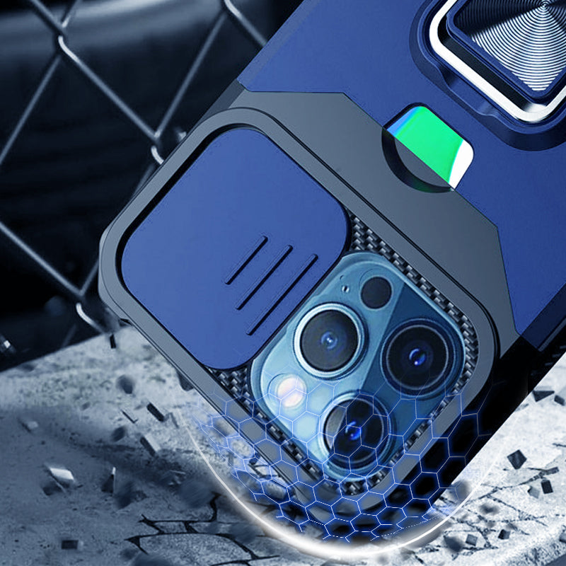 Étui antichoc pour téléphone portable avec couvercle coulissant pour appareil photo