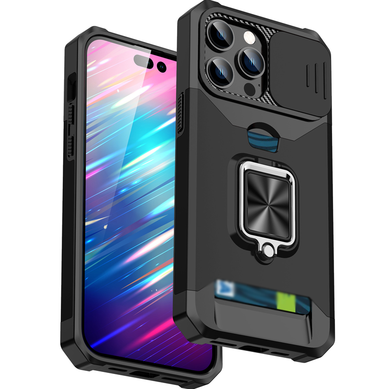 Étui antichoc pour téléphone portable avec couvercle coulissant pour appareil photo